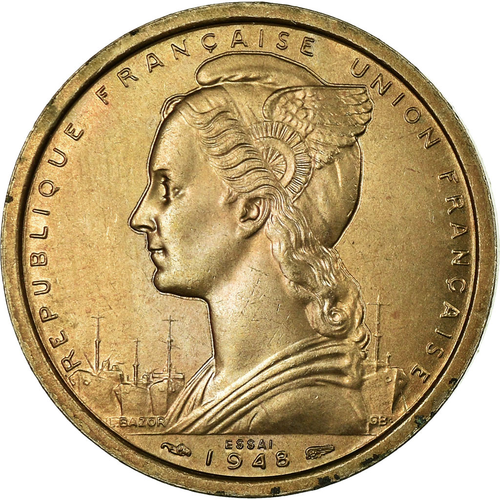 Coin, French West Africa, 2 Francs, 1948, Paris, ESSAI, 