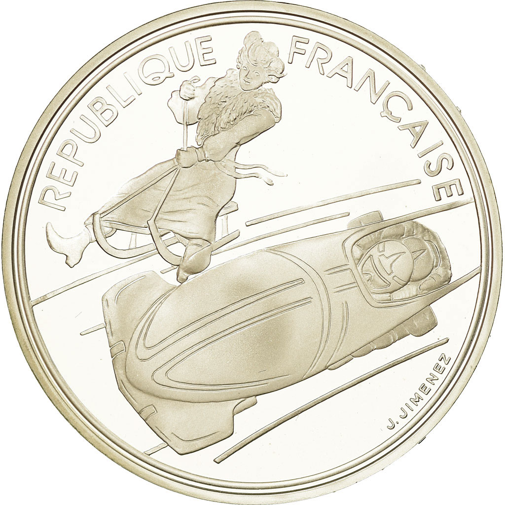 Coin, France, Bobsledding, 100 Francs, 1990, BE, , Silver, KM:981