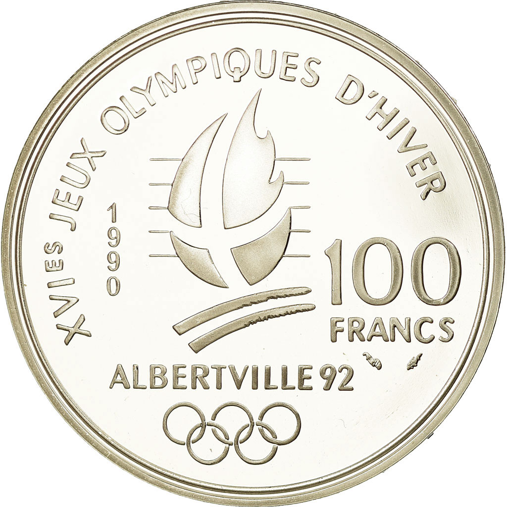 Coin, France, Bobsledding, 100 Francs, 1990, BE, , Silver, KM:981