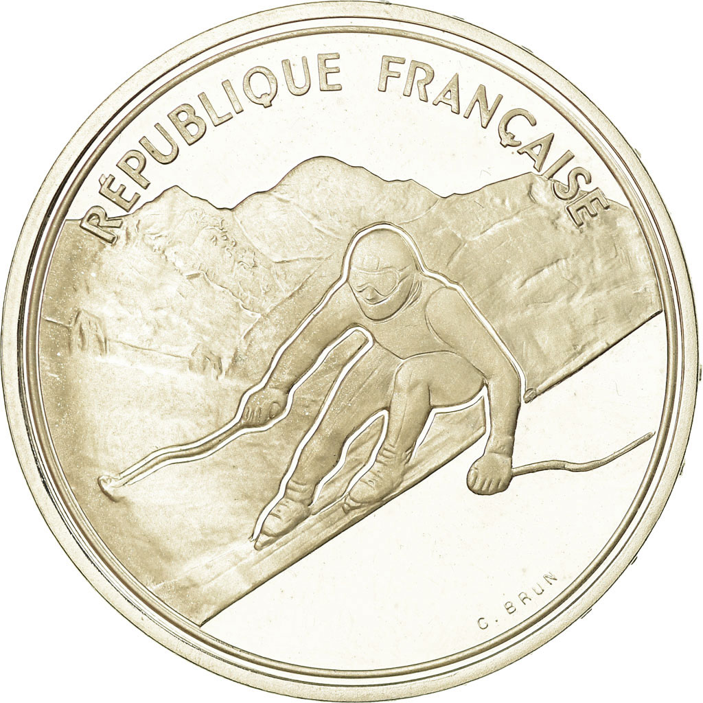 Coin, France, Alpine skiing, 100 Francs, 1989, BE, , Silver, KM:971