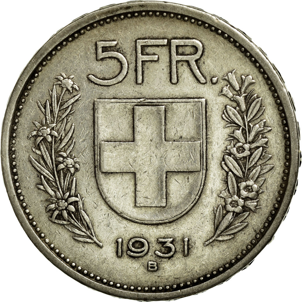 Coin, Switzerland, 5 Francs, 1931, Bern, , Silver, KM:40