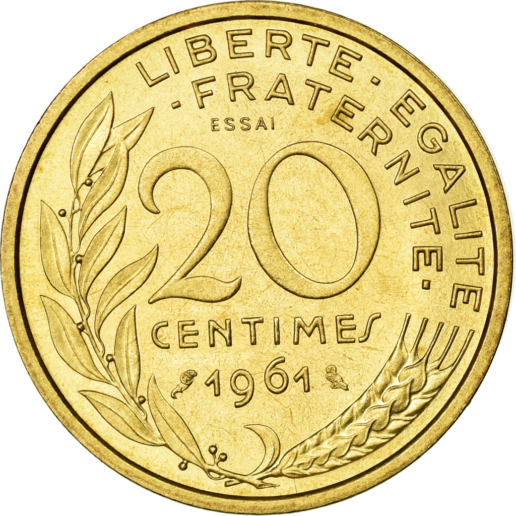 Coin, France, 20 Centimes, 1961, MS, Aluminium-Bronze, KM:E107