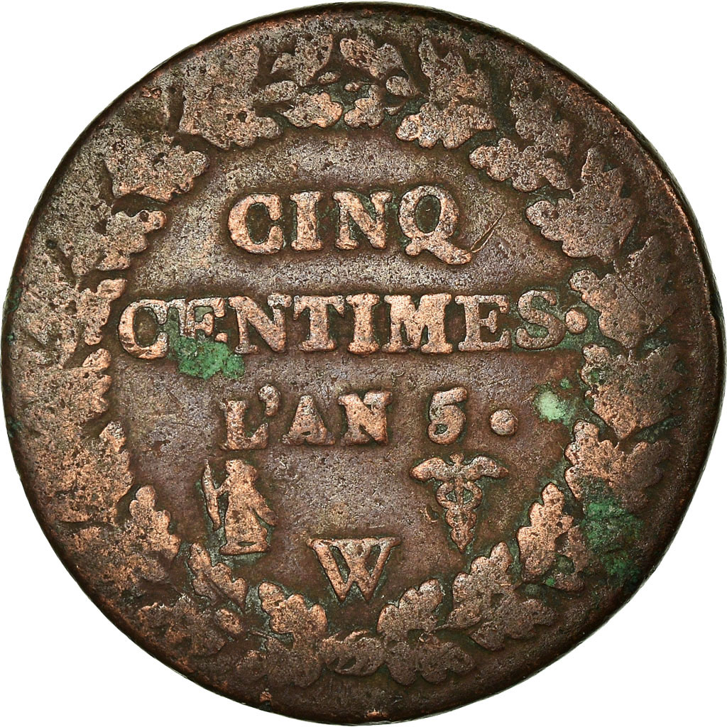 Coin, France, Dupré, 5 Centimes, AN 5, Lille, , Bronze, KM:640.11
