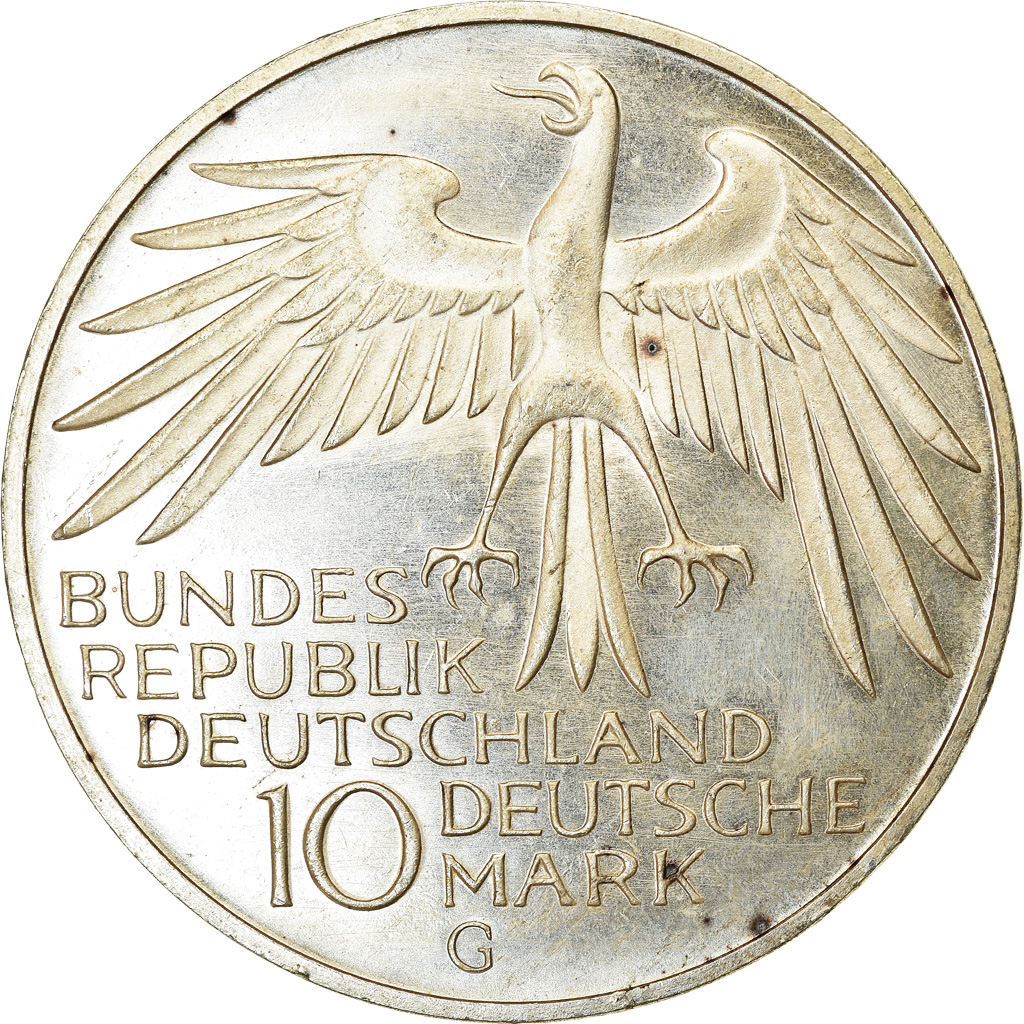 Coin, GERMANY - FEDERAL REPUBLIC, 10 Mark, 1972, Karlsruhe, , Silver