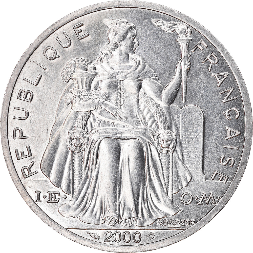 Moneda, Polinesia francesa, 5 Francs, 2000, Paris, MBC, Aluminio, KM:12