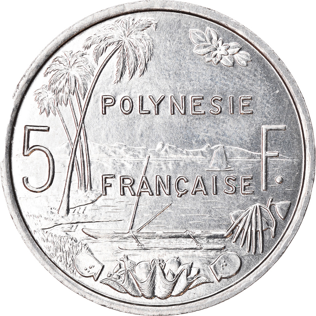 Moneda, Polinesia francesa, 5 Francs, 2000, Paris, MBC, Aluminio, KM:12