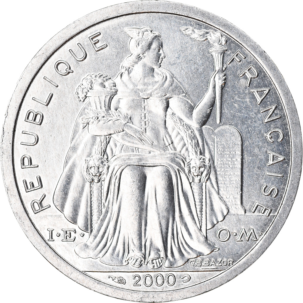 Moneda, Polinesia francesa, 2 Francs, 2000, Paris, MBC, Aluminio, KM:10