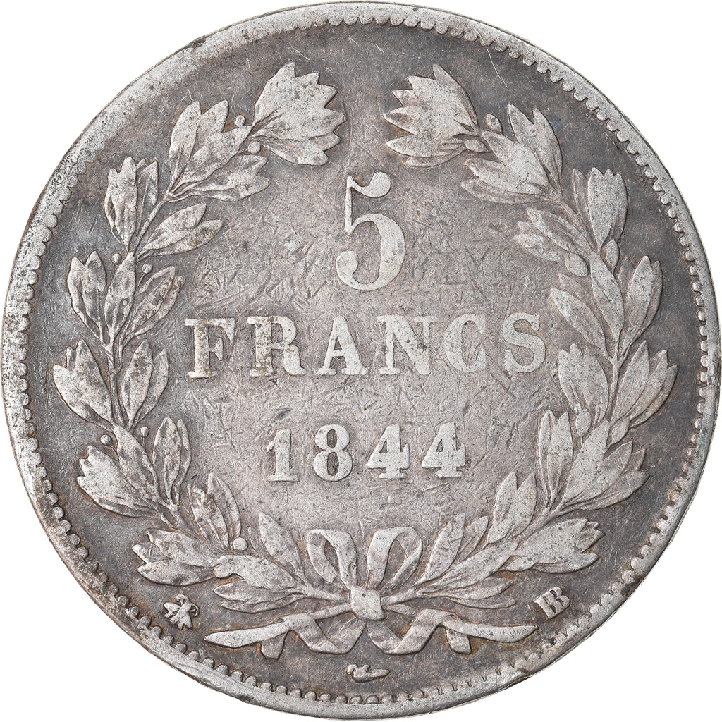 Coin, France, Louis-Philippe, 5 Francs, 1844, Strasbourg, , Silver