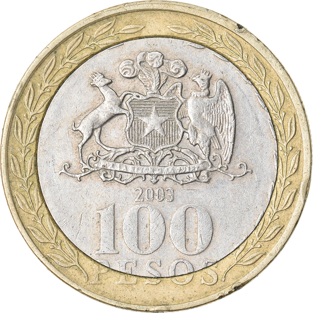 Moneda, Chile, 100 Pesos, 2003, Santiago, MBC, Bimetálico, KM:236