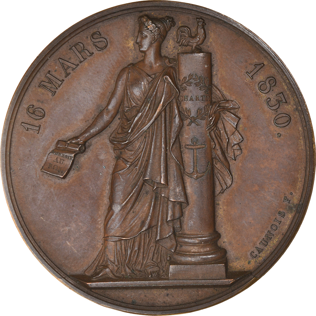 France, Medal, Charles X, l'Adresse des 221, History, 1830, Caunois, 