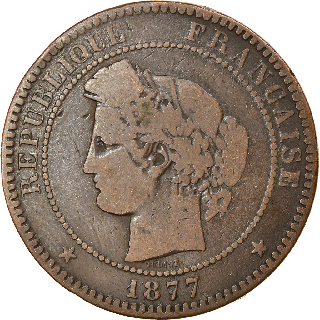 Coin, France, Cérès, 10 Centimes, 1877, Bordeaux, , Bronze, KM:815.2