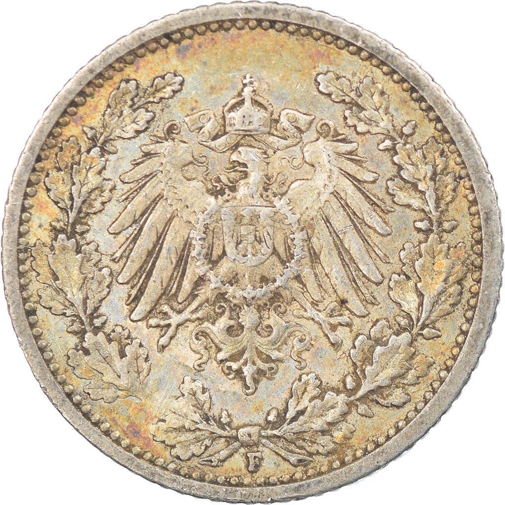 Coin, GERMANY - EMPIRE, 1/2 Mark, 1912, Stuttgart, , Silver, KM:17