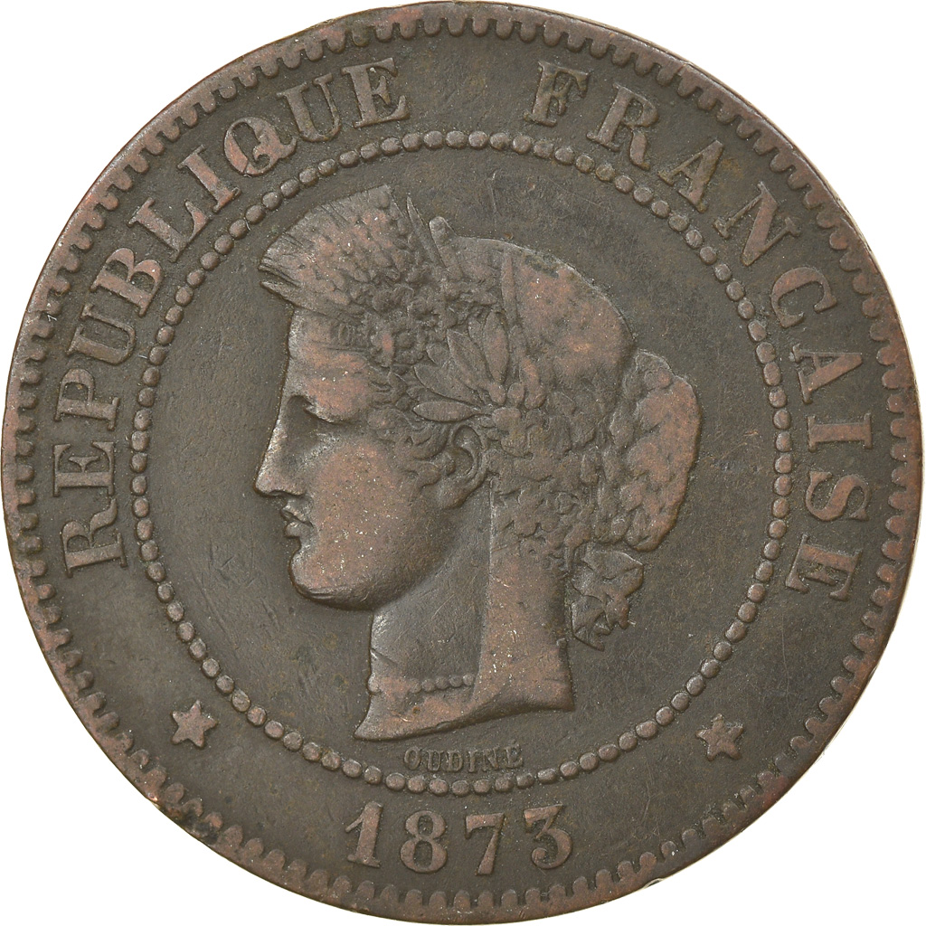 Munten, Frankrijk, Cérès, 5 Centimes, 1873, Bordeaux, ZF, Bronze, KM:821.2