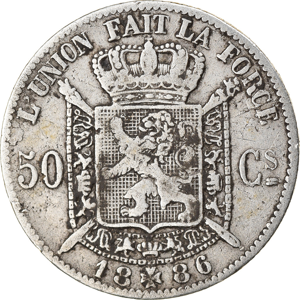 Belgium, Leopold II, 50 Centimes, 1886, Silver, , KM:26