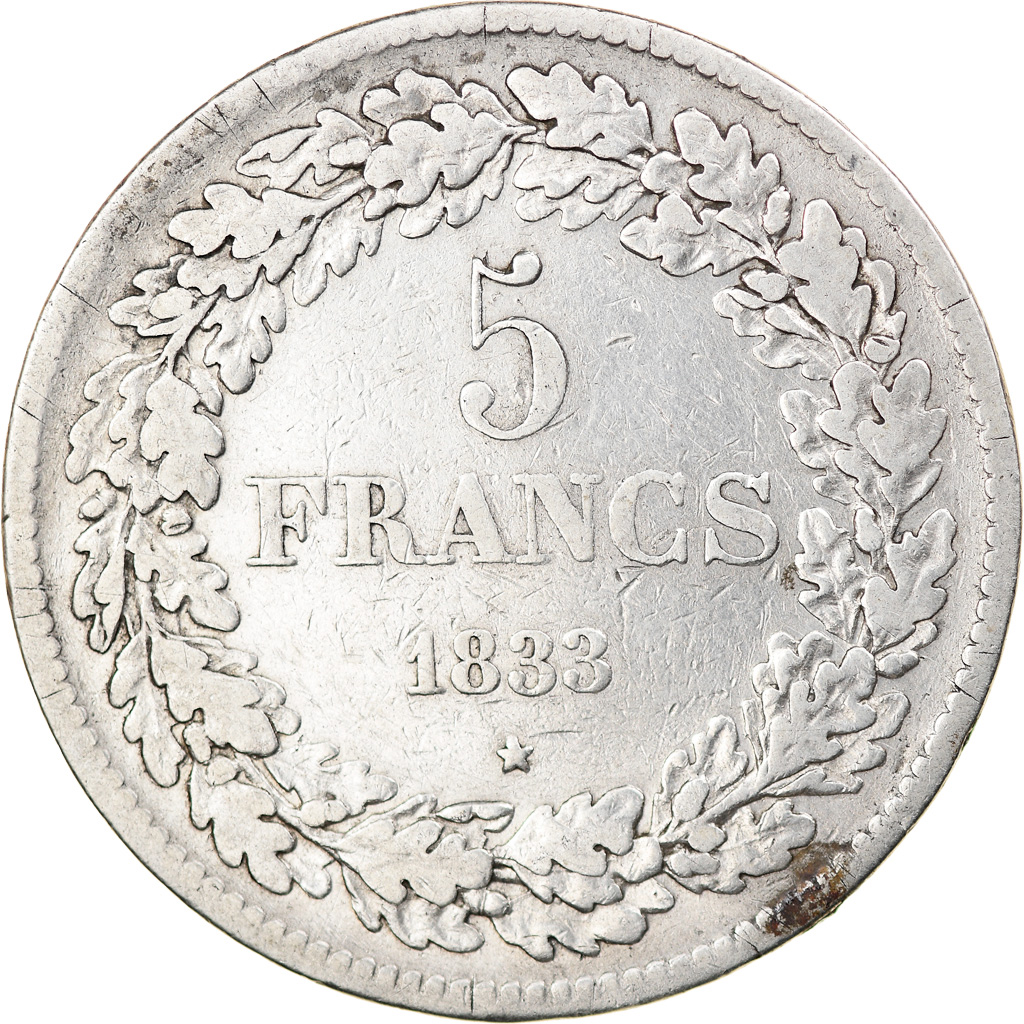 Coin, Belgium, Leopold I, 5 Francs, 5 Frank, 1833, , Silver, KM:3.1