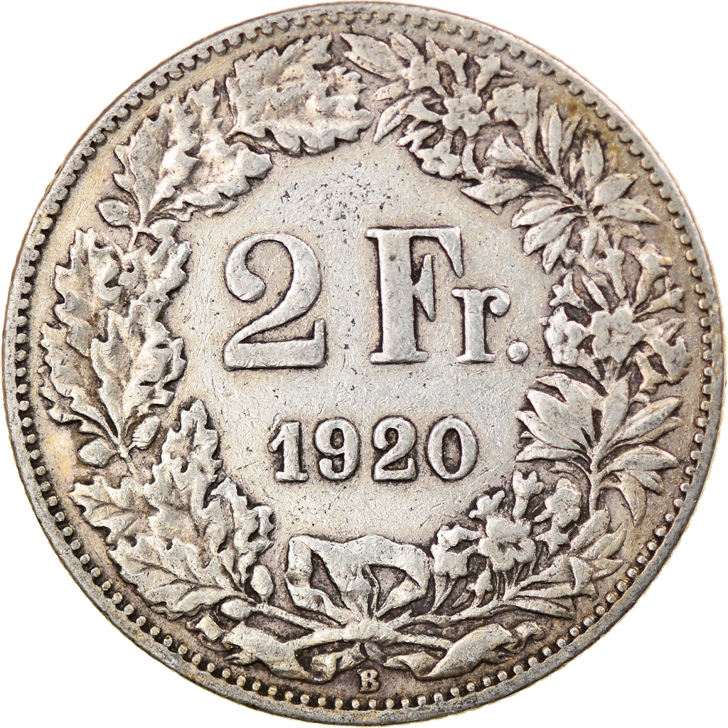 Coin, Switzerland, 2 Francs, 1920, Bern, , Silver, KM:21
