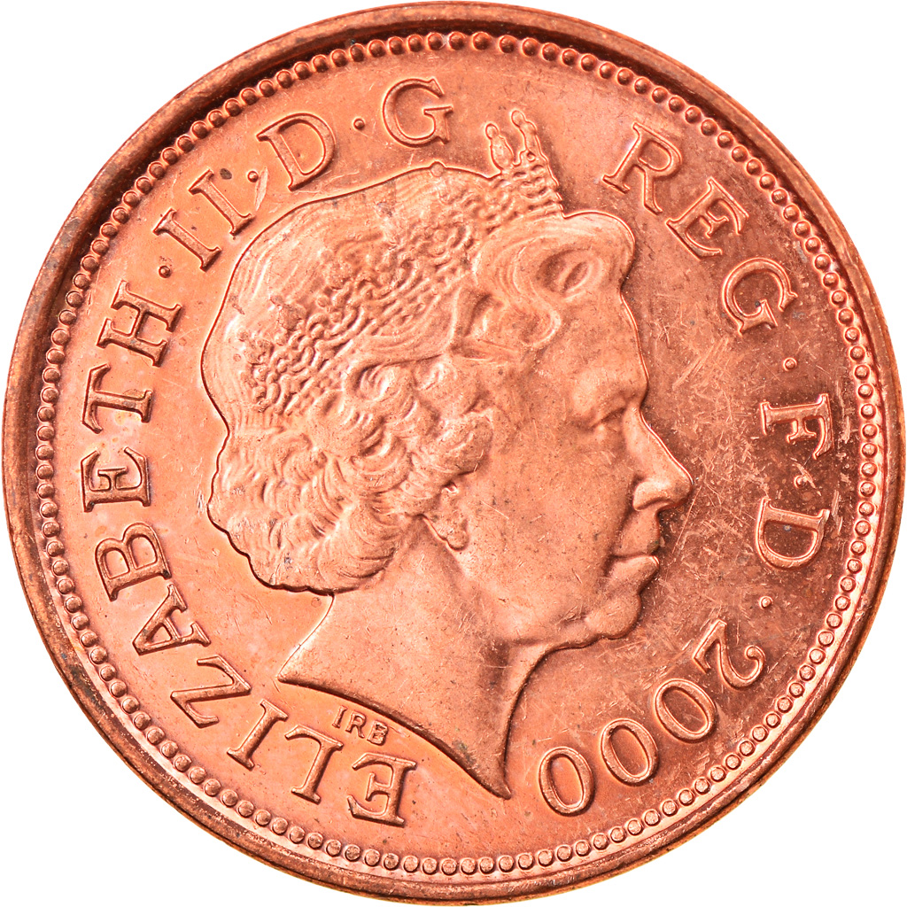 Moneda, Gran Bretaña, Elizabeth II, 2 Pence, 2000, MBC+, Cobre chapado en