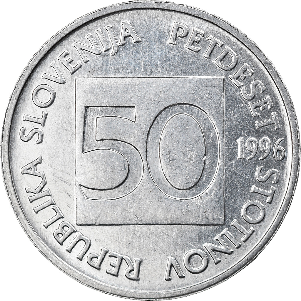 Moneda, Eslovenia, 50 Stotinov, 1996, MBC, Aluminio, KM:3
