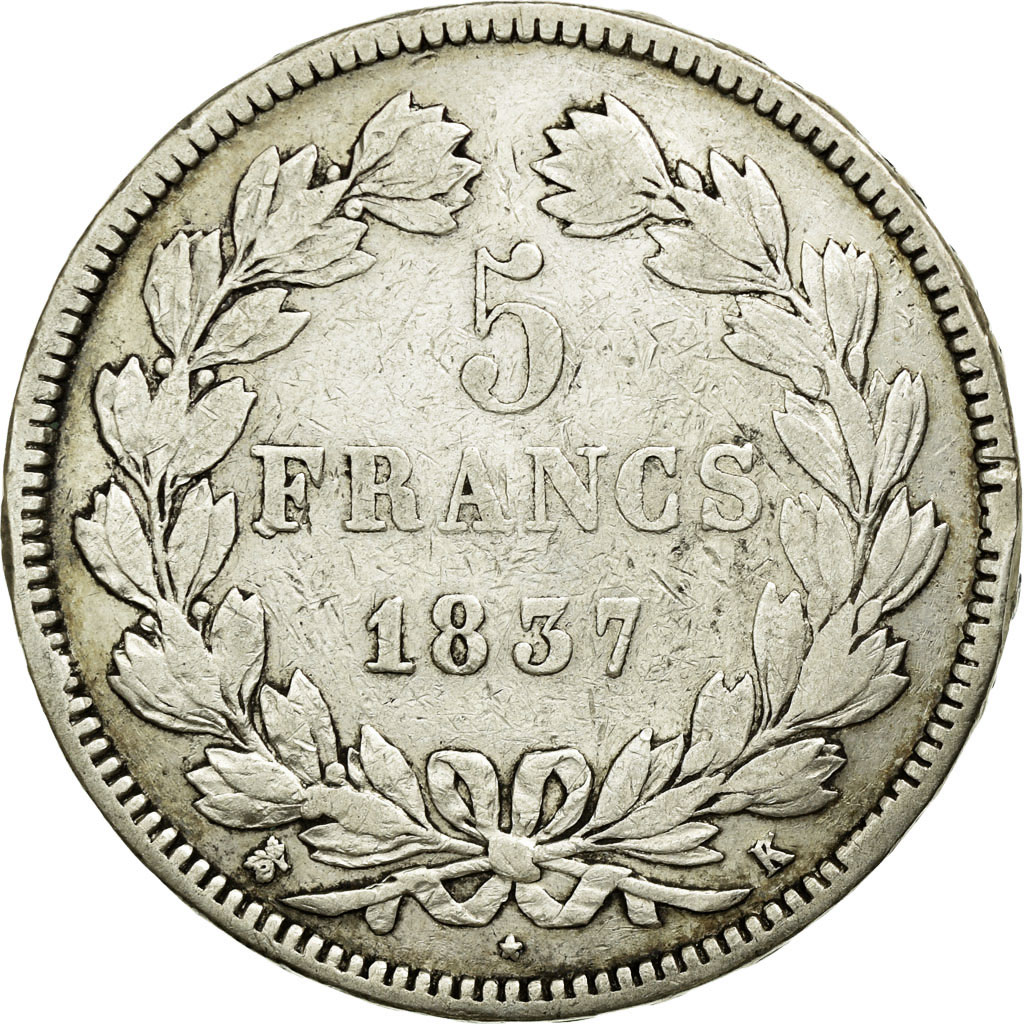 Coin, France, Louis-Philippe, 5 Francs, 1837, Bordeaux, , Silver
