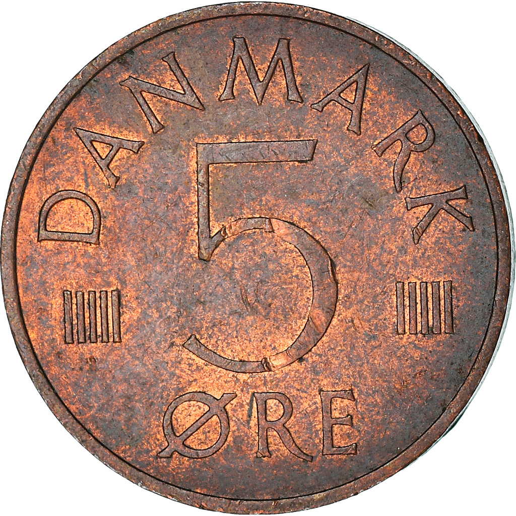 Moneda, Dinamarca, Margrethe II, 5 Öre, 1981, Copenhagen, MBC, Cobre recubierto