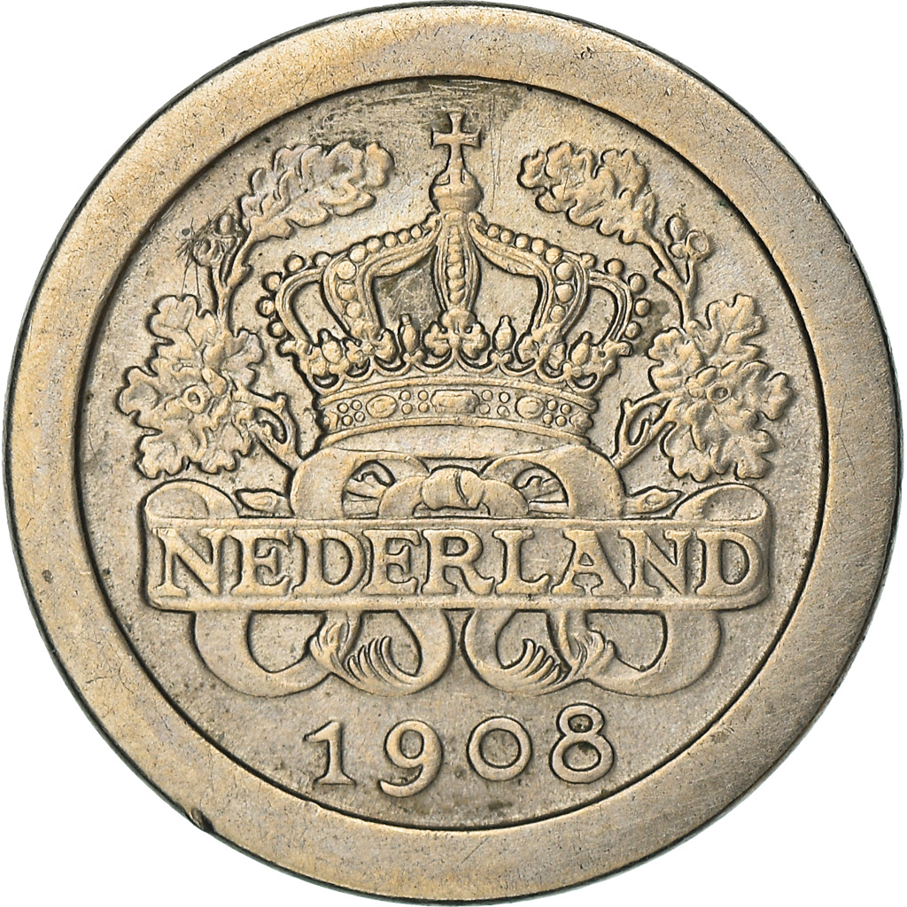 Coin, Netherlands, Wilhelmina I, 5 Cents, 1908, , Copper-nickel, KM:137