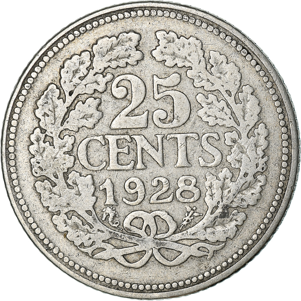 Coin, Netherlands, Wilhelmina I, 25 Cents, 1928, , Silver, KM:164