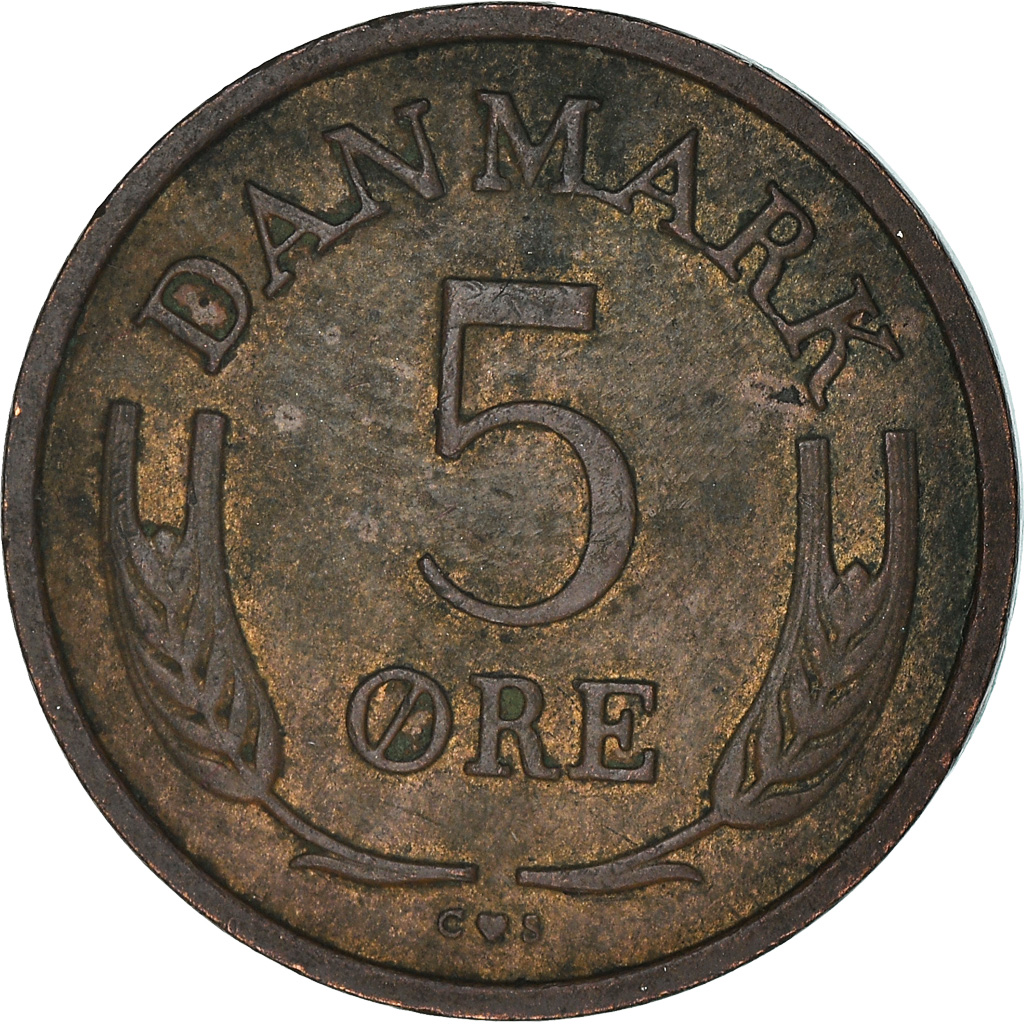 Coin, Denmark, Frederik IX, 5 Öre, 1968, Copenhagen, , Bronze