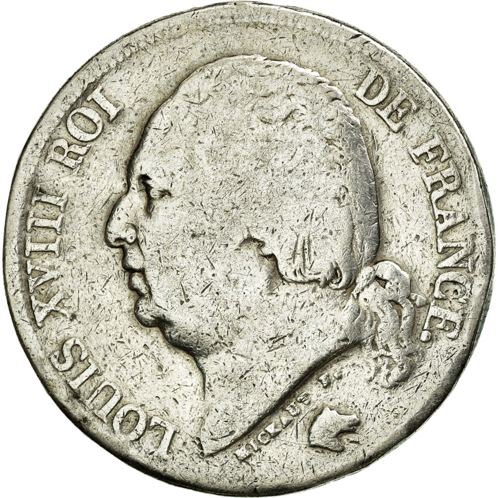Munten, Frankrijk, Louis XVIII, Louis XVIII, 2 Francs, 1824, Paris, ZG+, Zilver