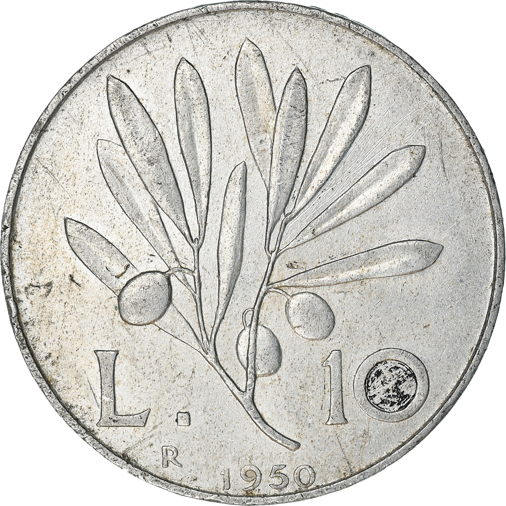 Coin, Italy, 10 Lire, 1950, Rome, , Aluminum, KM:90
