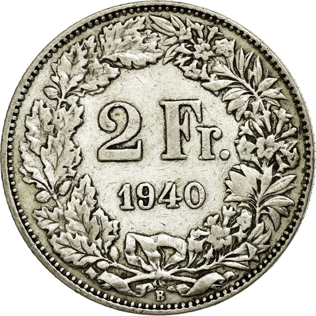 Coin, Switzerland, 2 Francs, 1940, Bern, , Silver, KM:21