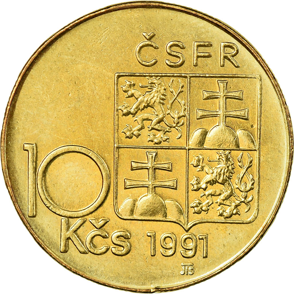 Coin, Czechoslovakia, 10 Korun, 1991, , Nickel-Bronze, KM:153
