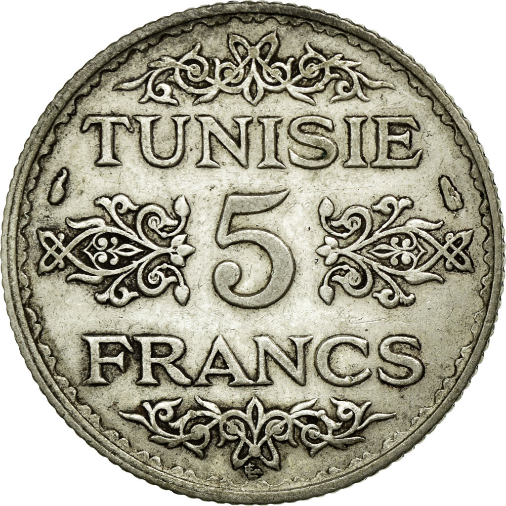 Coin, Tunisia, Ahmad Pasha Bey, 5 Francs, 1936, Paris, , Silver, KM:261