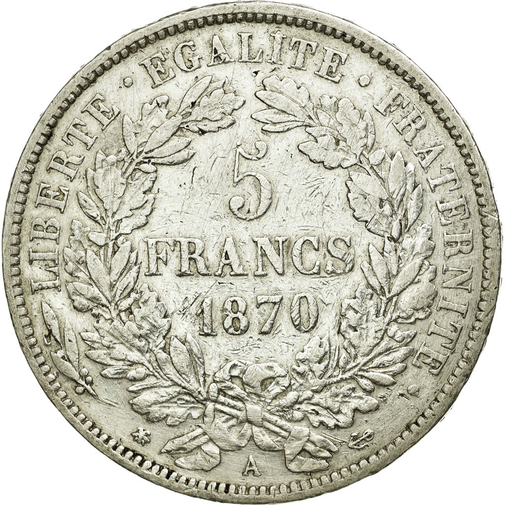 Coin, France, Cérès, 5 Francs, 1870, Paris, , Silver, KM:819
