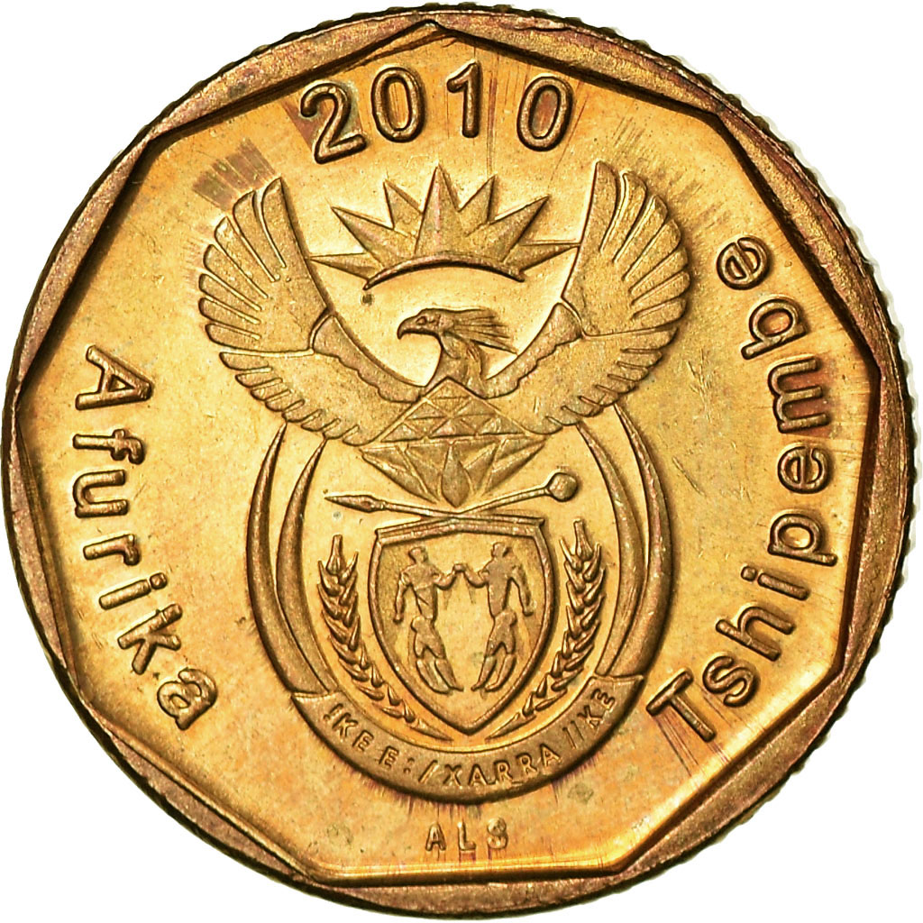 Coin, South Africa, 10 Cents, 2010, Pretoria, EF(4045), Bronze Plated