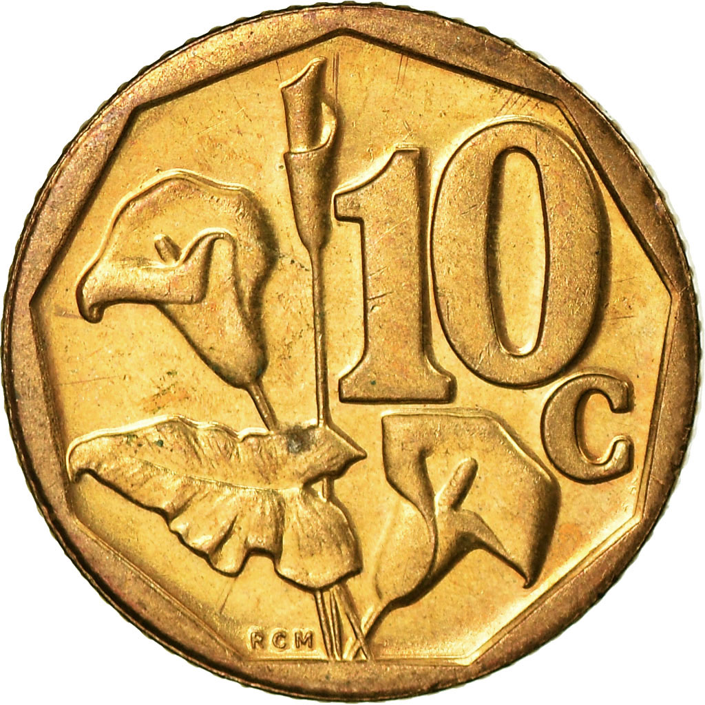 Coin, South Africa, 10 Cents, 2010, Pretoria, EF(4045), Bronze Plated