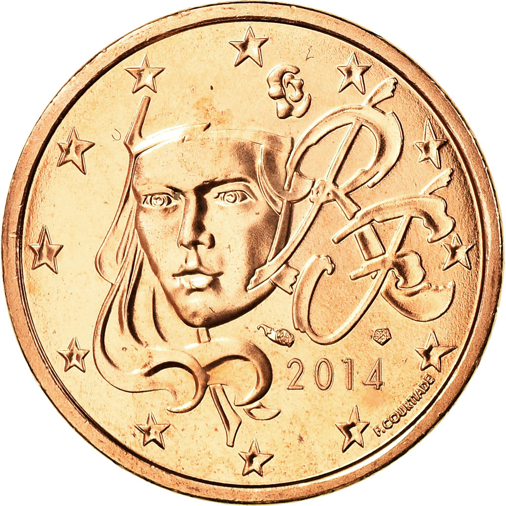 Frankreich, 5 Euro Cent, 2014, STGL, Copper Plated Steel