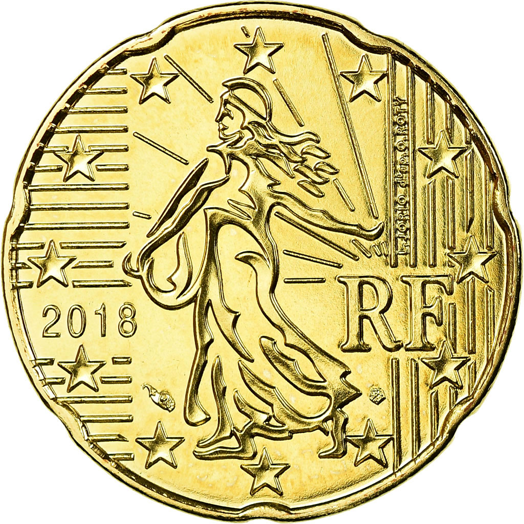 Frankreich, 20 Euro Cent, 2018, STGL, Messing