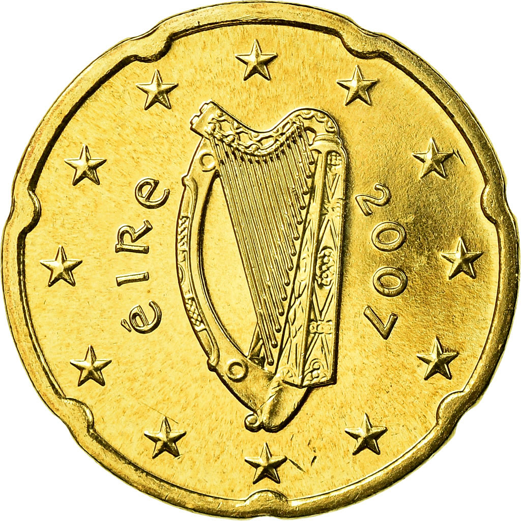 [#753733] IRELAND REPUBLIC, 20 Euro Cent, 2007, STGL, Messing, KM:48