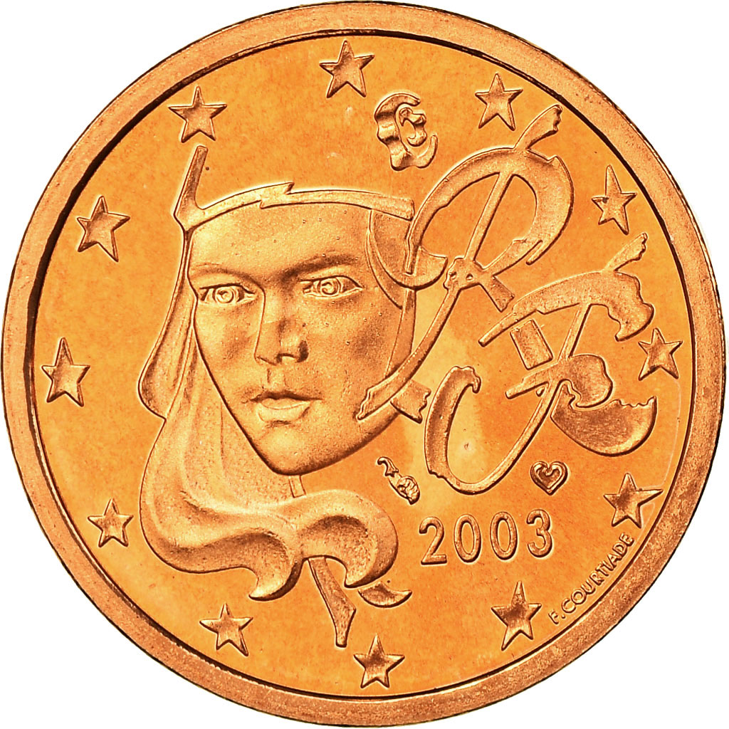 Frankreich, 5 Euro Cent, 2003, Proof, STGL, Copper Plated Steel, KM:1284