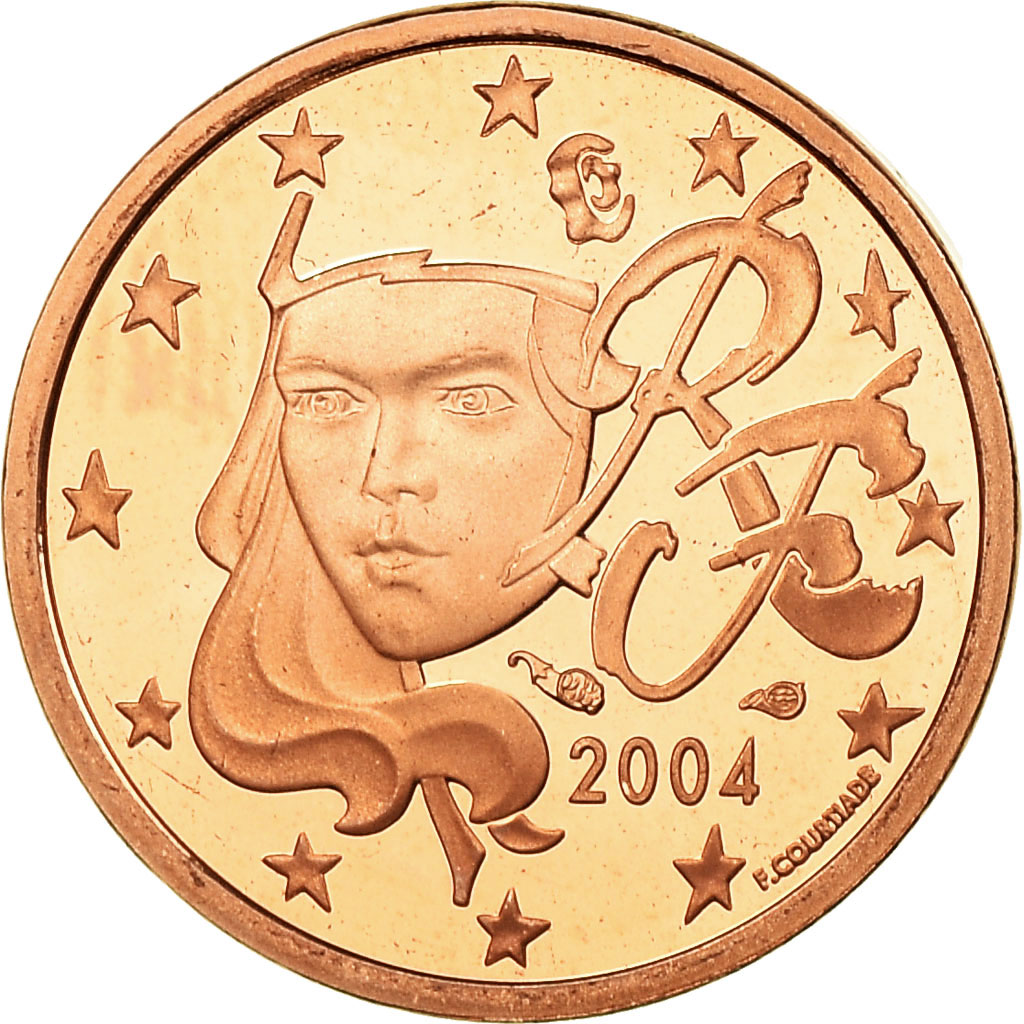 Frankreich, Euro Cent, 2004, Proof, STGL, Copper Plated Steel, KM:1282