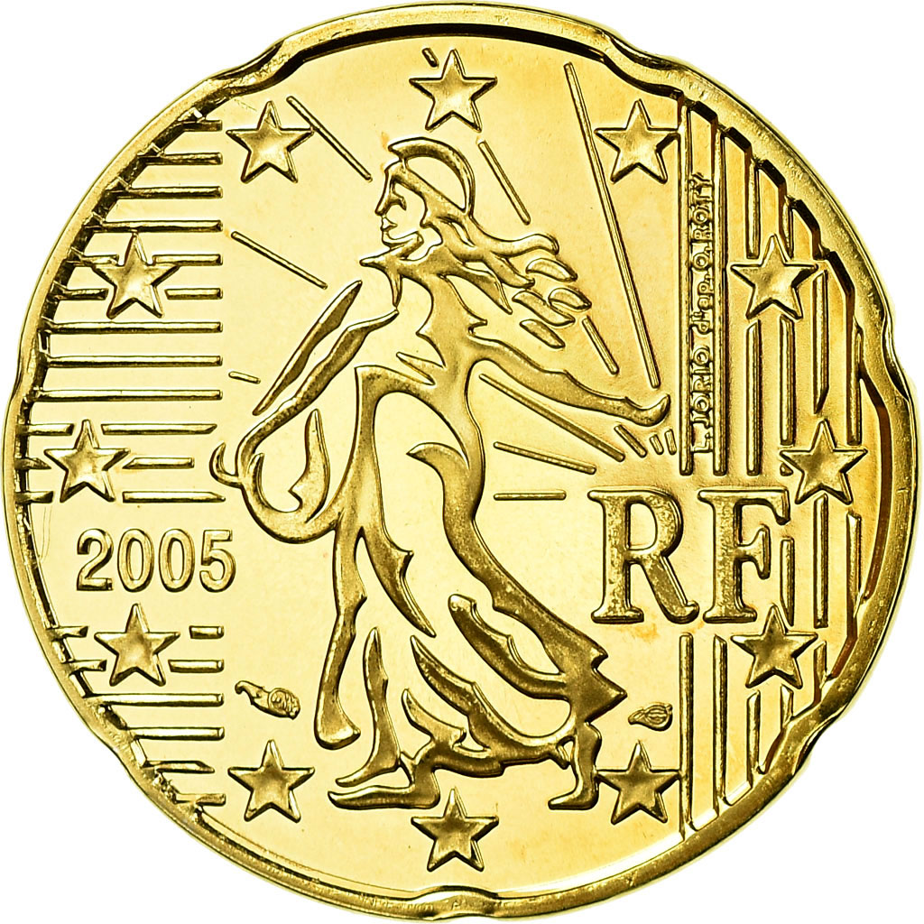 Frankreich, 20 Euro Cent, 2005, Proof, STGL, Messing, KM:1286