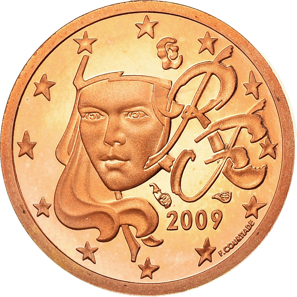 Frankreich, Euro Cent, 2009, Proof, STGL, Copper Plated Steel, KM:1282