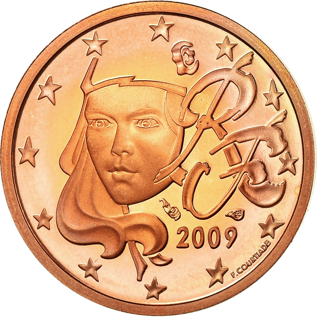 Frankreich, 2 Euro Cent, 2009, Proof, STGL, Copper Plated Steel, KM:1283