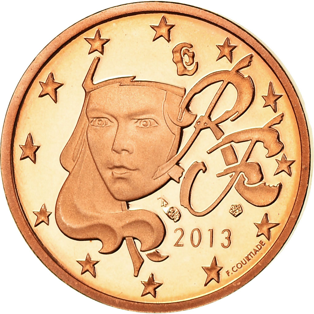 Frankreich, Euro Cent, 2013, Proof, STGL, Copper Plated Steel, KM:1282