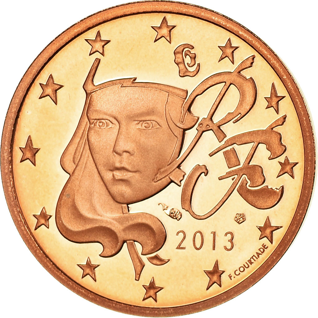 Frankreich, 2 Euro Cent, 2013, Proof, STGL, Copper Plated Steel, KM:1283
