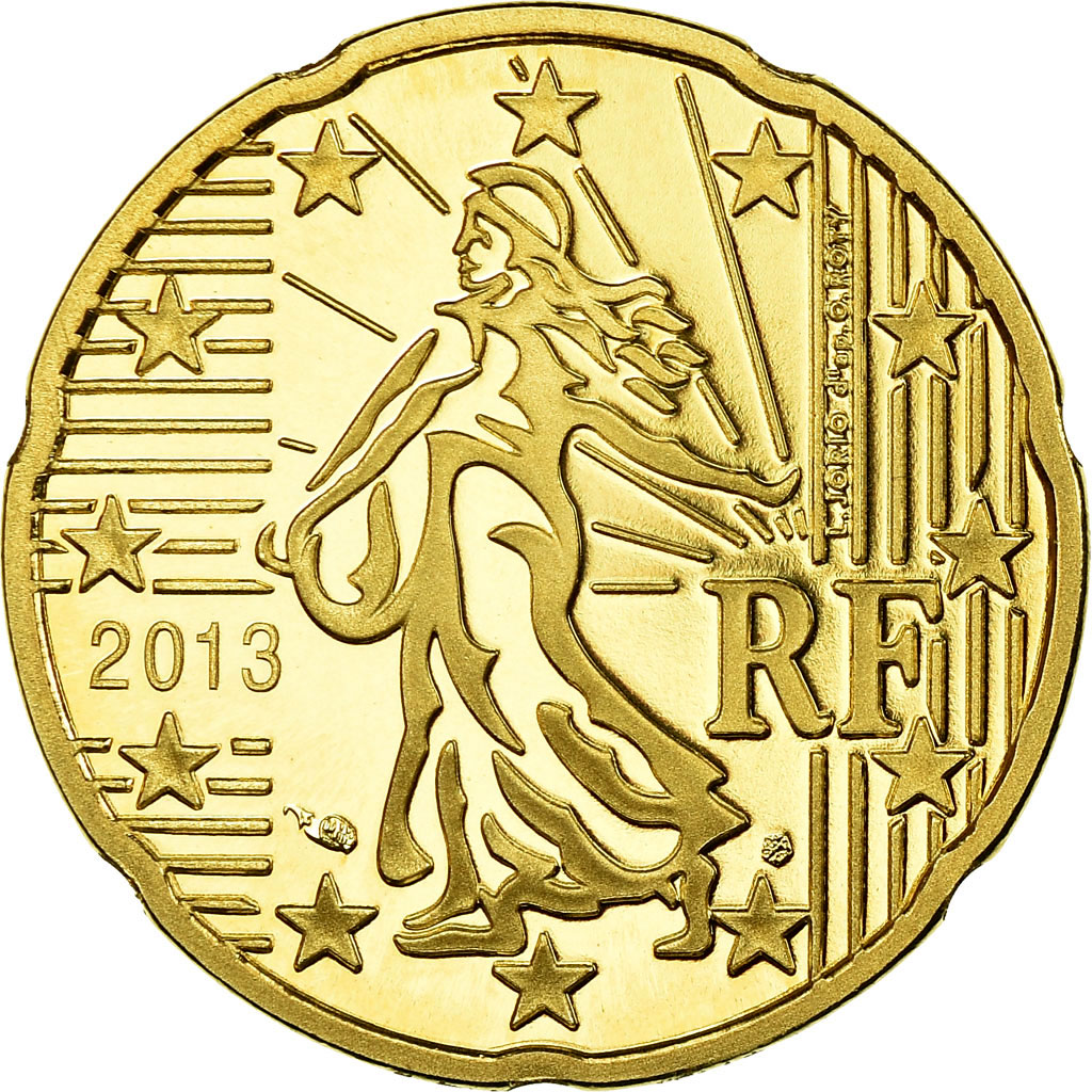 Frankreich, 20 Euro Cent, 2013, Proof, STGL, Messing, KM:1411