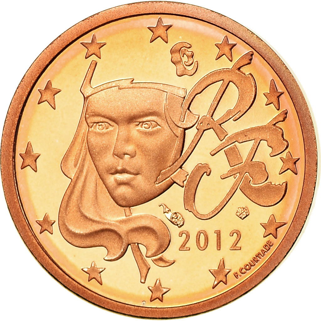 Frankreich, Euro Cent, 2012, Proof, STGL, Copper Plated Steel, KM:1282
