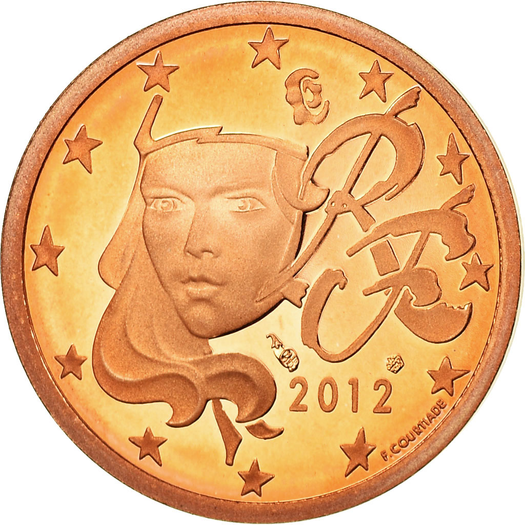 Frankreich, 2 Euro Cent, 2012, Proof, STGL, Copper Plated Steel, KM:1283