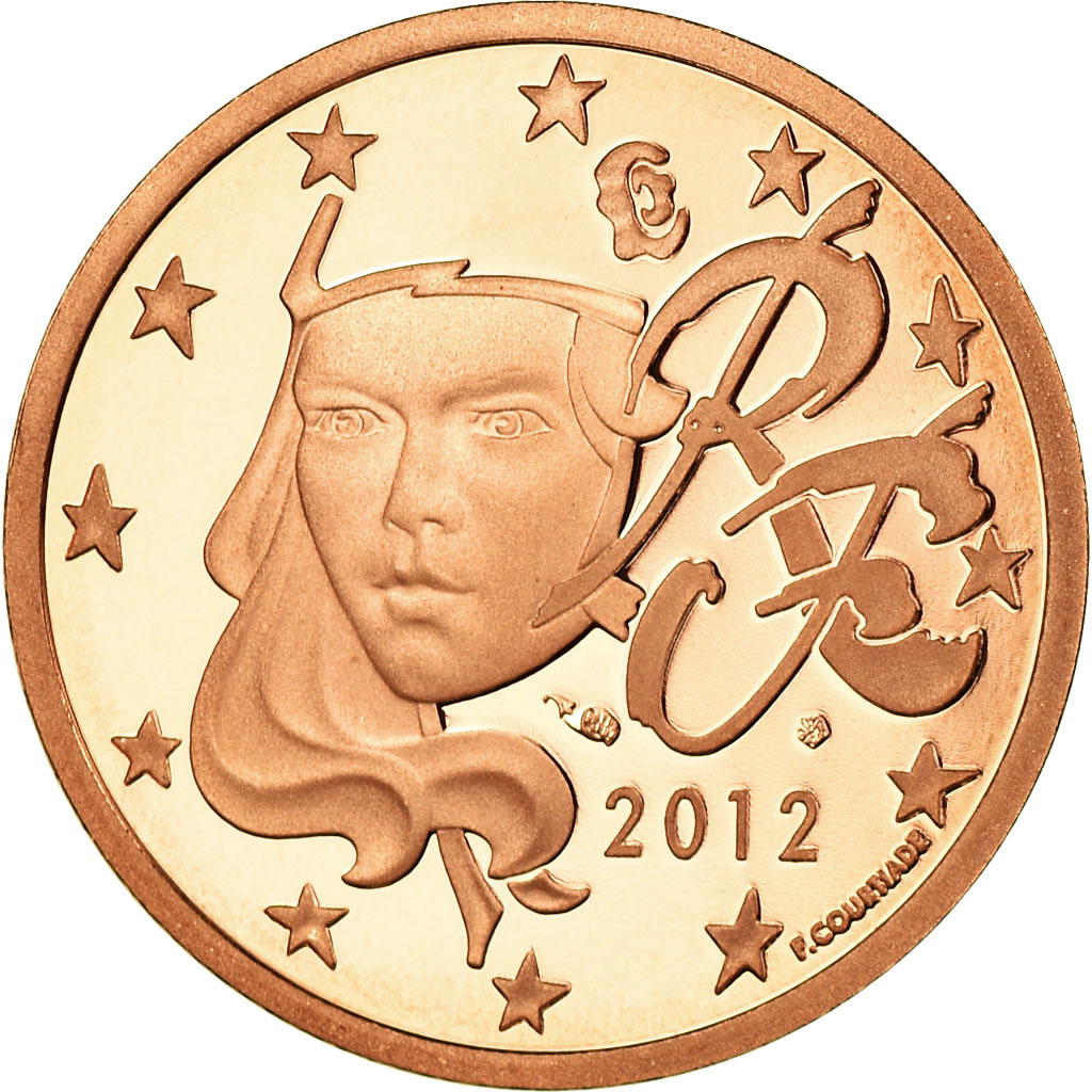 Frankreich, 5 Euro Cent, 2012, Proof, STGL, Copper Plated Steel, KM:1284