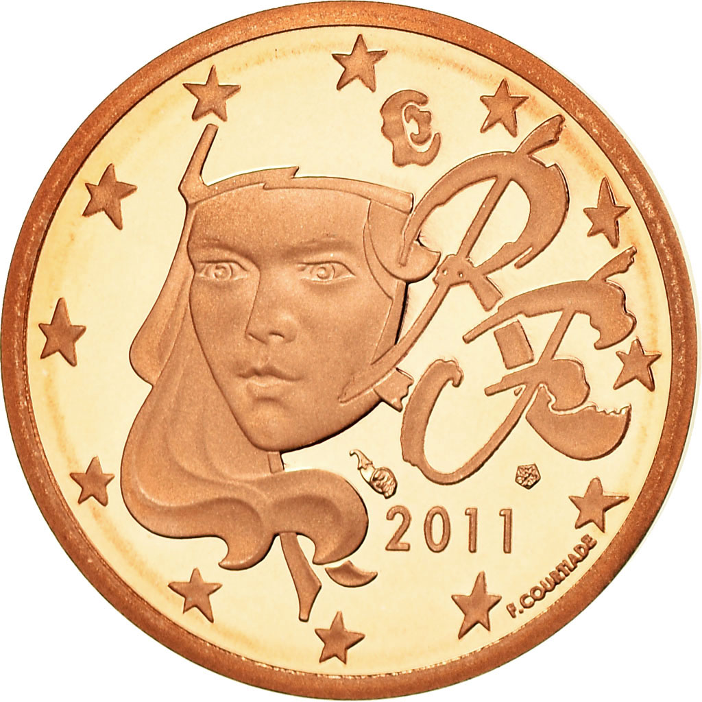 Frankreich, 2 Euro Cent, 2011, Proof, STGL, Copper Plated Steel, KM:1283